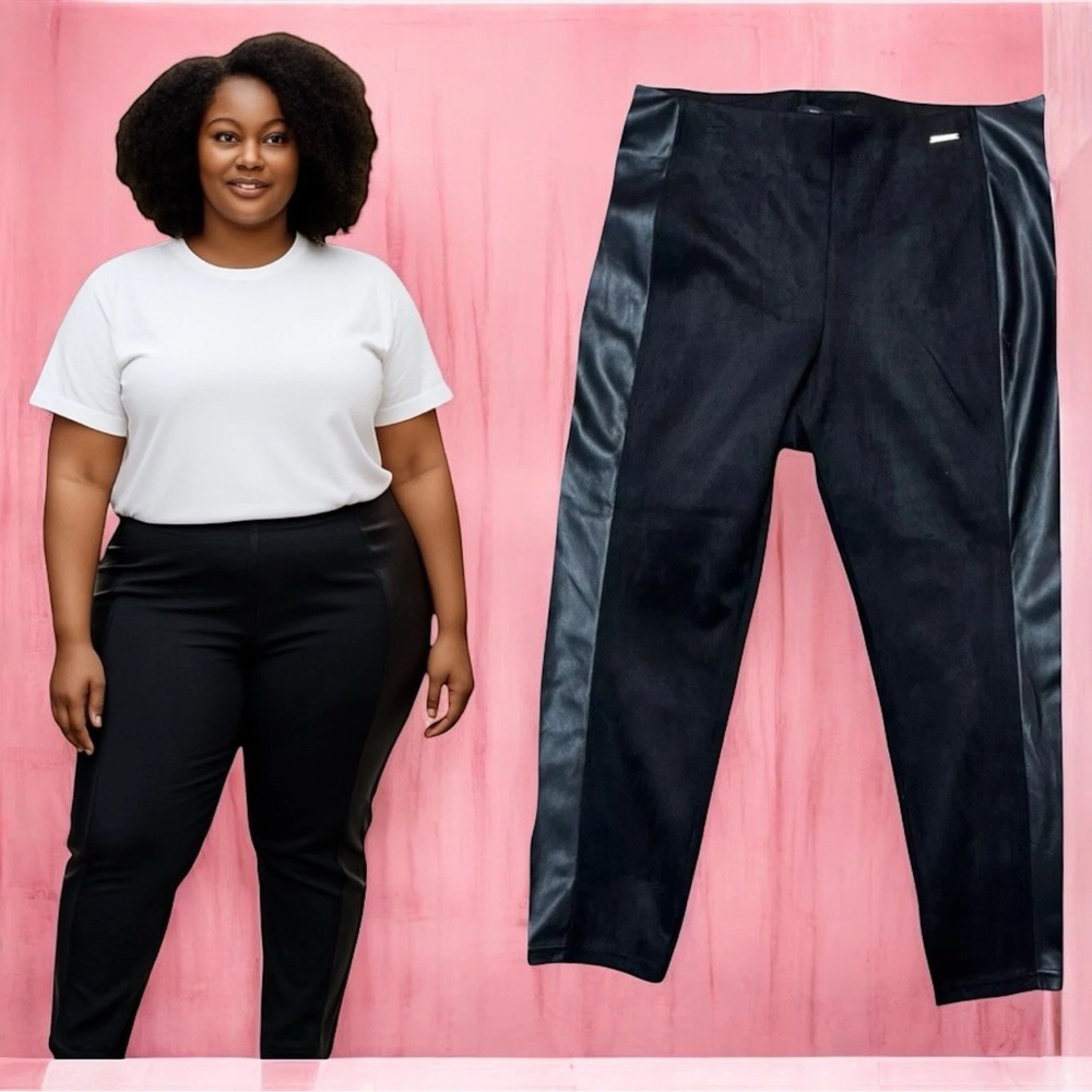 Marc New York Full Control Waistband Faux Suede Black Leather Skinny pants 3XL